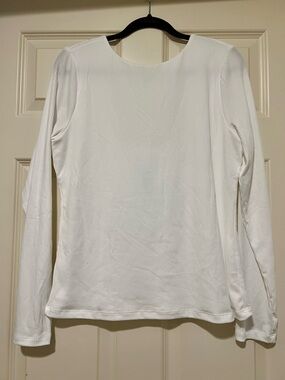 Women's Long-Sleeve Ribbed Crewneck Top - White